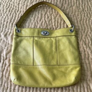 Stylish vintage Fossil Yellow Leather Shoulder Bag
